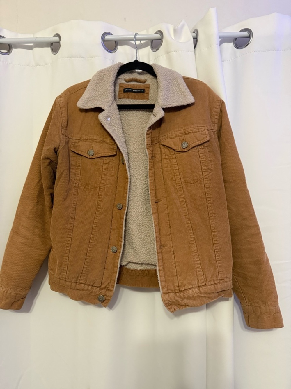 Brandy Melville Elisha Fur Corduroy Jacket Brown Sherpa Lining - Picture 3 of 6